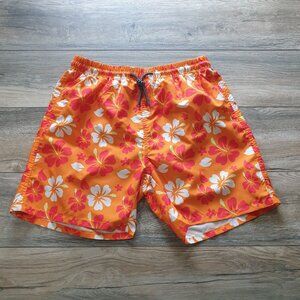 Men XL SHEIN Hawaiian Floral Swim Shorts Polyester Lining Drawstring Waist 30 In